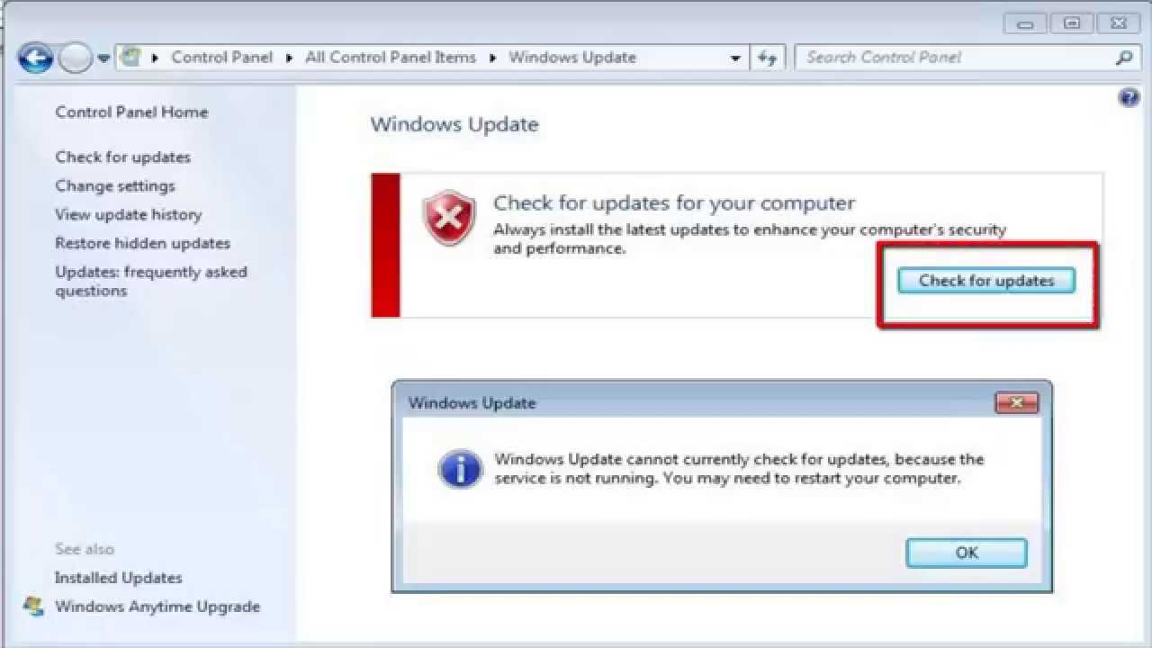 Sửa lỗi Windows 7 không cập nhật