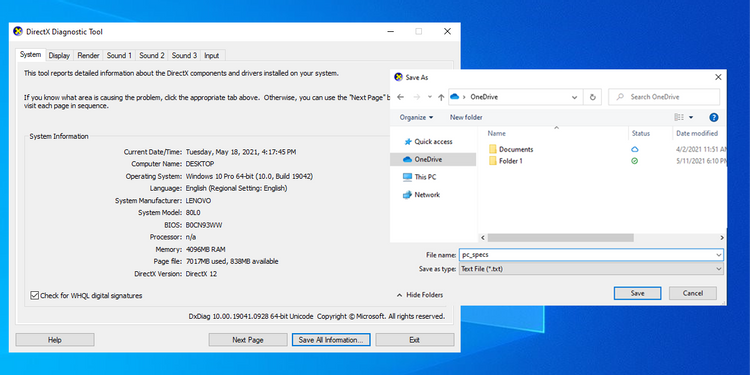 Cách kiểm tra thông số phần cứng máy tính bằng công cụ chẩn đoán DirectX