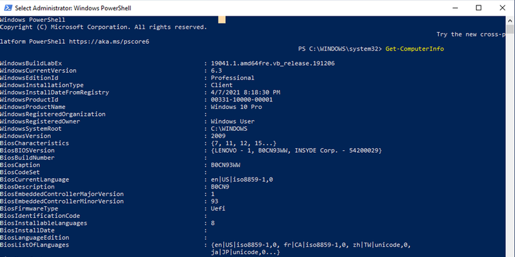 Cách kiểm tra thông số phần cứng máy tính bằng cách sử dụng công cụ PowerShell