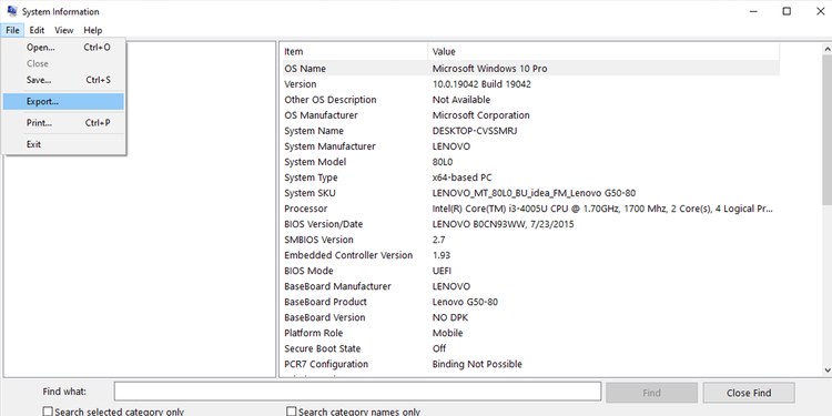 Cách kiểm tra thông số phần cứng máy tính trong System Information để xem