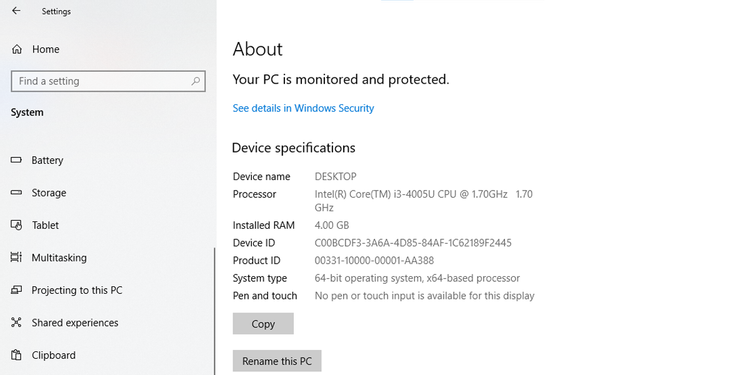 Màn hình công cụ Setting Windows 10